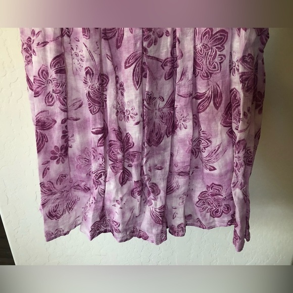 J Jill|Feminine FLORAL Linen/Cotton White & Lavendar midi skirt, flowy•••size 16 - Picture 5 of 11